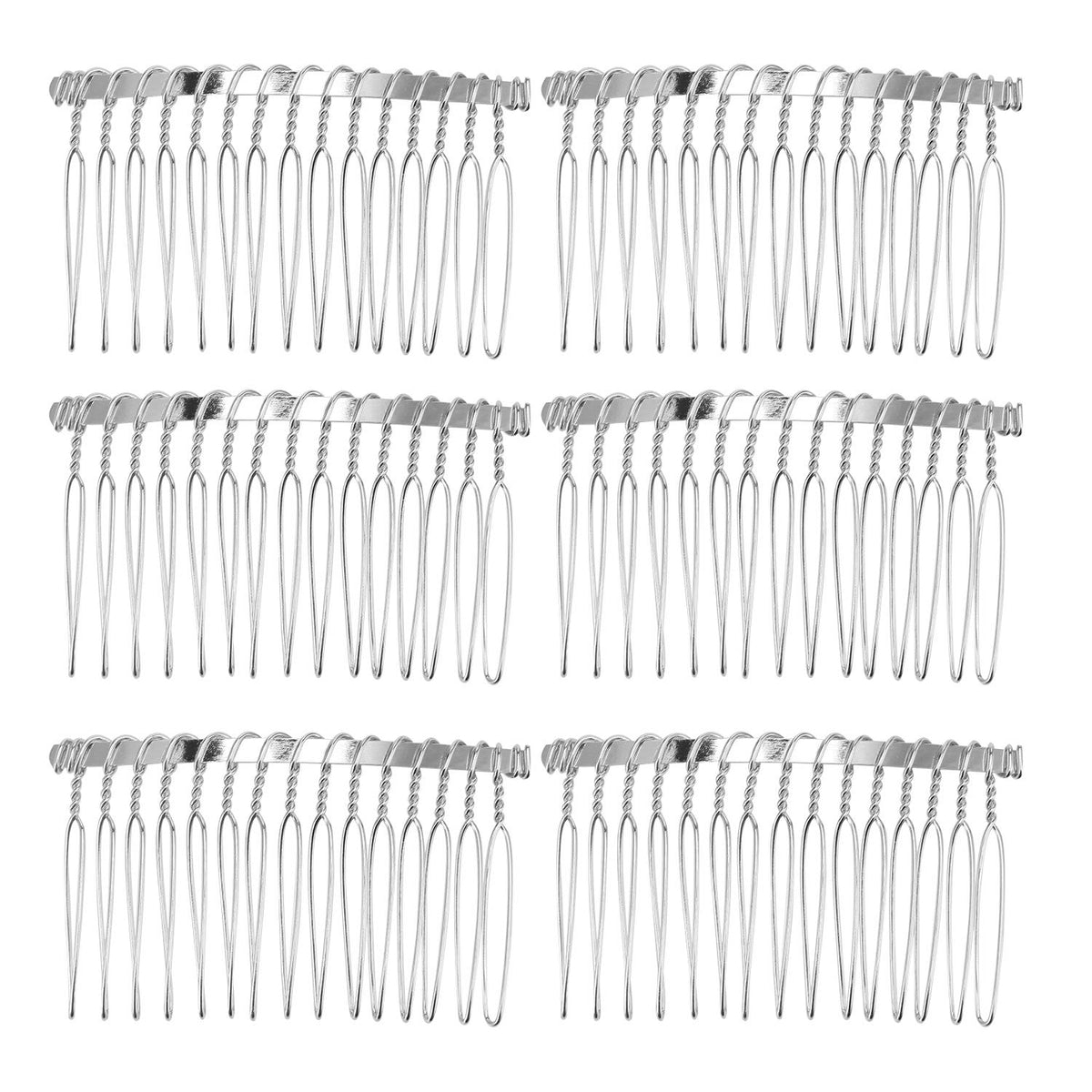 10 Pieces Metal Hair Comb Clip Wire Wedding Bridal Veil Combs for Women (15 Teeth, Silver)