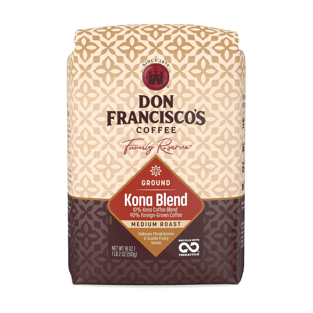 Kona Blend Ground Coffee, Medium Roast, 18 OZ Bag | Ideal for French Press & Drip Coffee Maker, 100% Arabica Coffee
