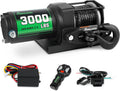 3000lb ATV Winch with Synthetic Rope,Electric Winch 12V, with Wireless Remote Control and Manual Switch, with Hawse