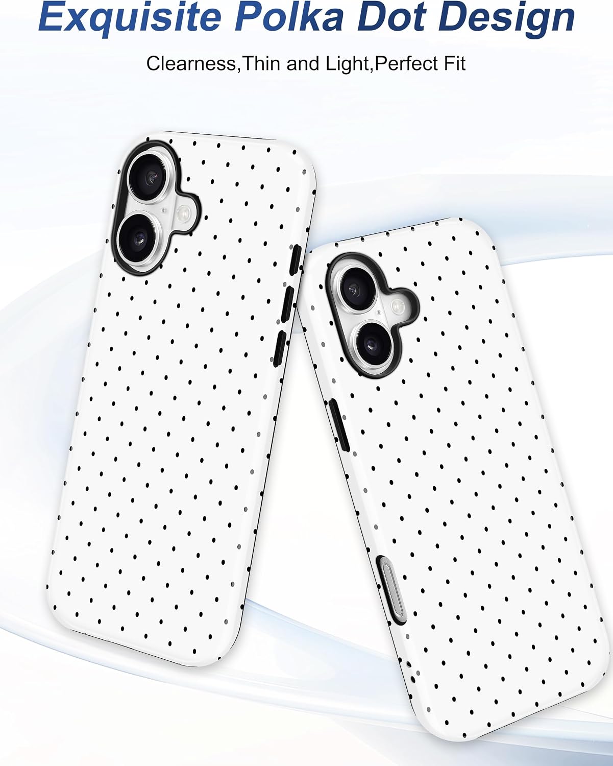 Magnetic Polka Dot Case for iPhone 16 Plus,White | Compatible with MagSafe, Cute Aesthetic Polka Dots Design, TPU and