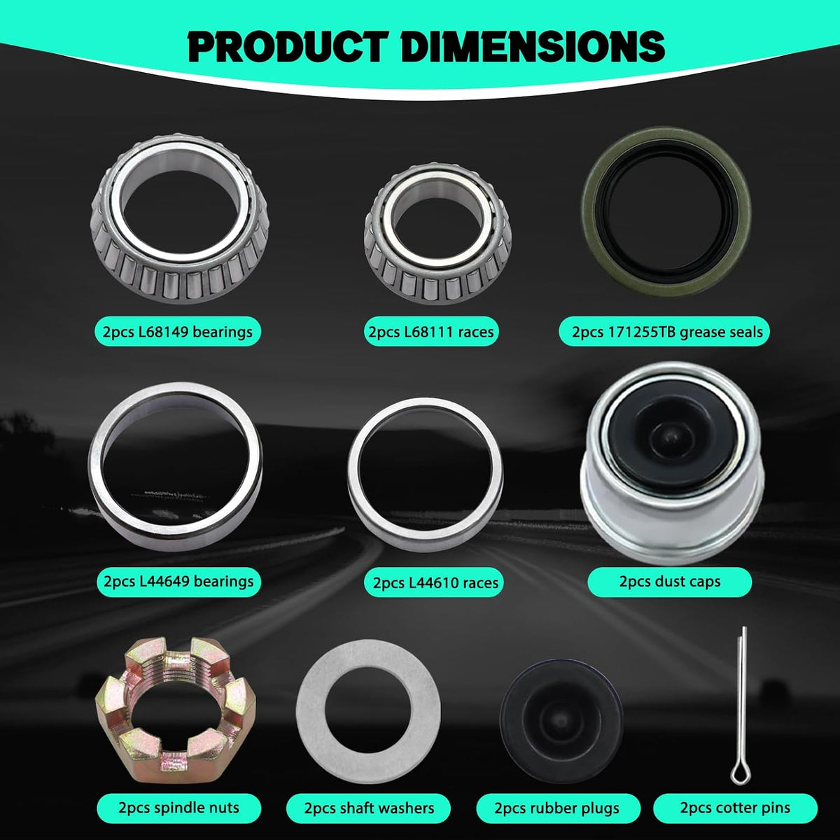 2 Sets 3500lb Trailer Bearing Kit L68149 L44649 Trailer Axle Kit,Boat Trailer Bearing Kit 171255TB Seal Fits for