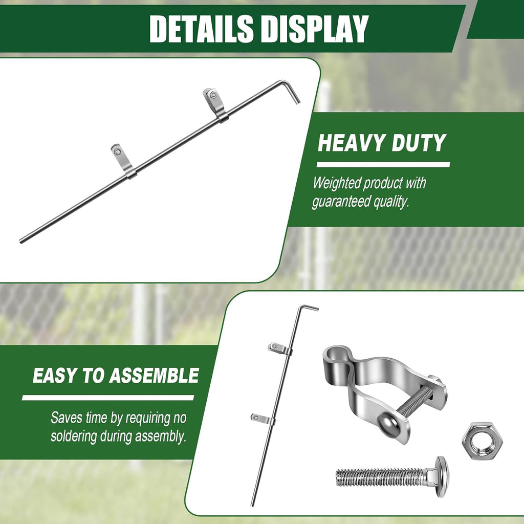 1-5/8" × 32" Chain Link Gate Drop Rod Kit with 2 Hinges