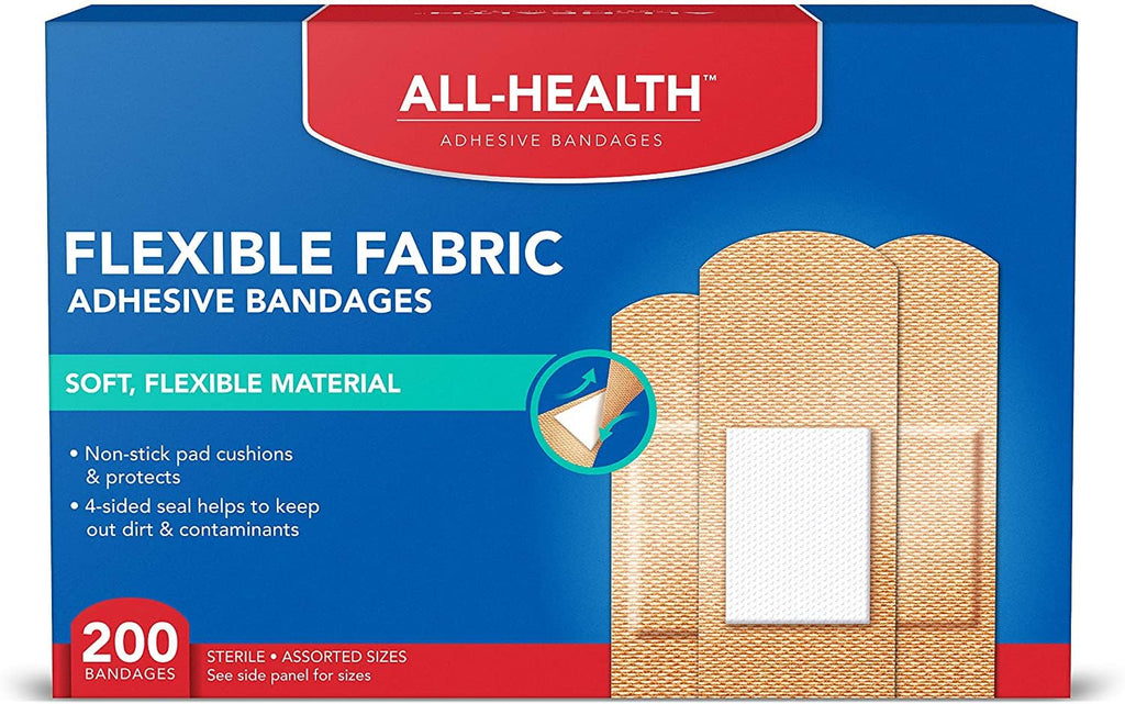 Fabric Adhesive Bandages, Assorted Sizes, 200 Count