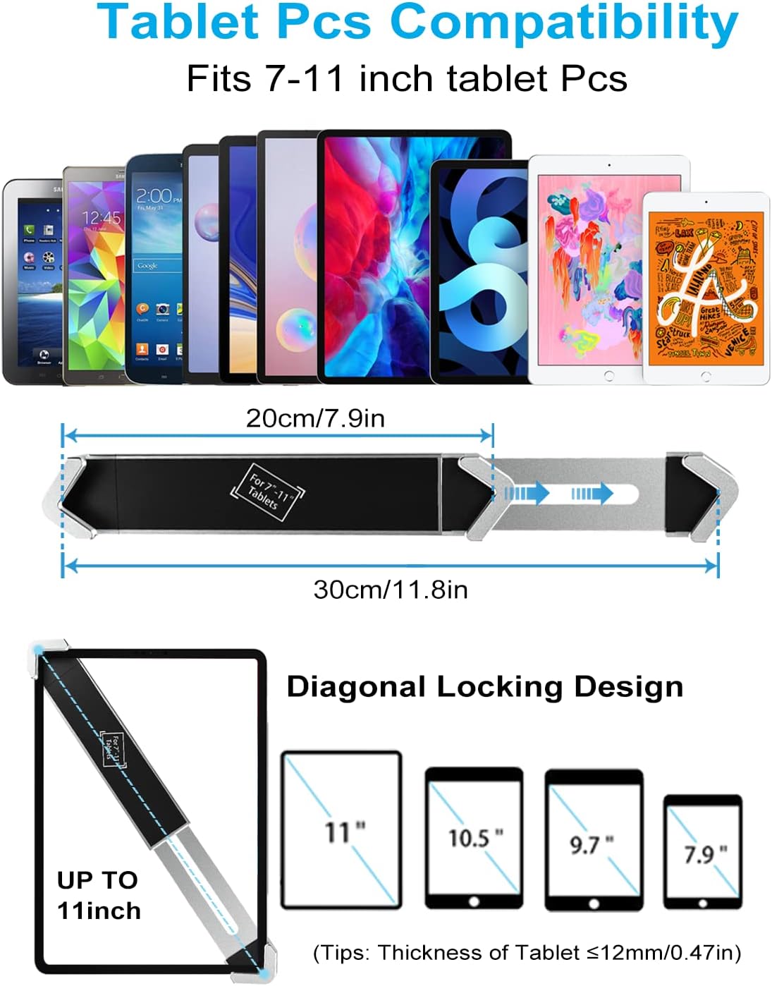 Anti-Theft Desktop Tablet Kiosk Stand Holder, Heavy Duty Countertop Tablet POS Display Mount with Security Lock and