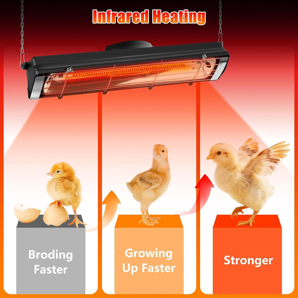 17.5 Inch Extra Long Heat Lamp for Chickens, Chicken Coop Heater for Winter