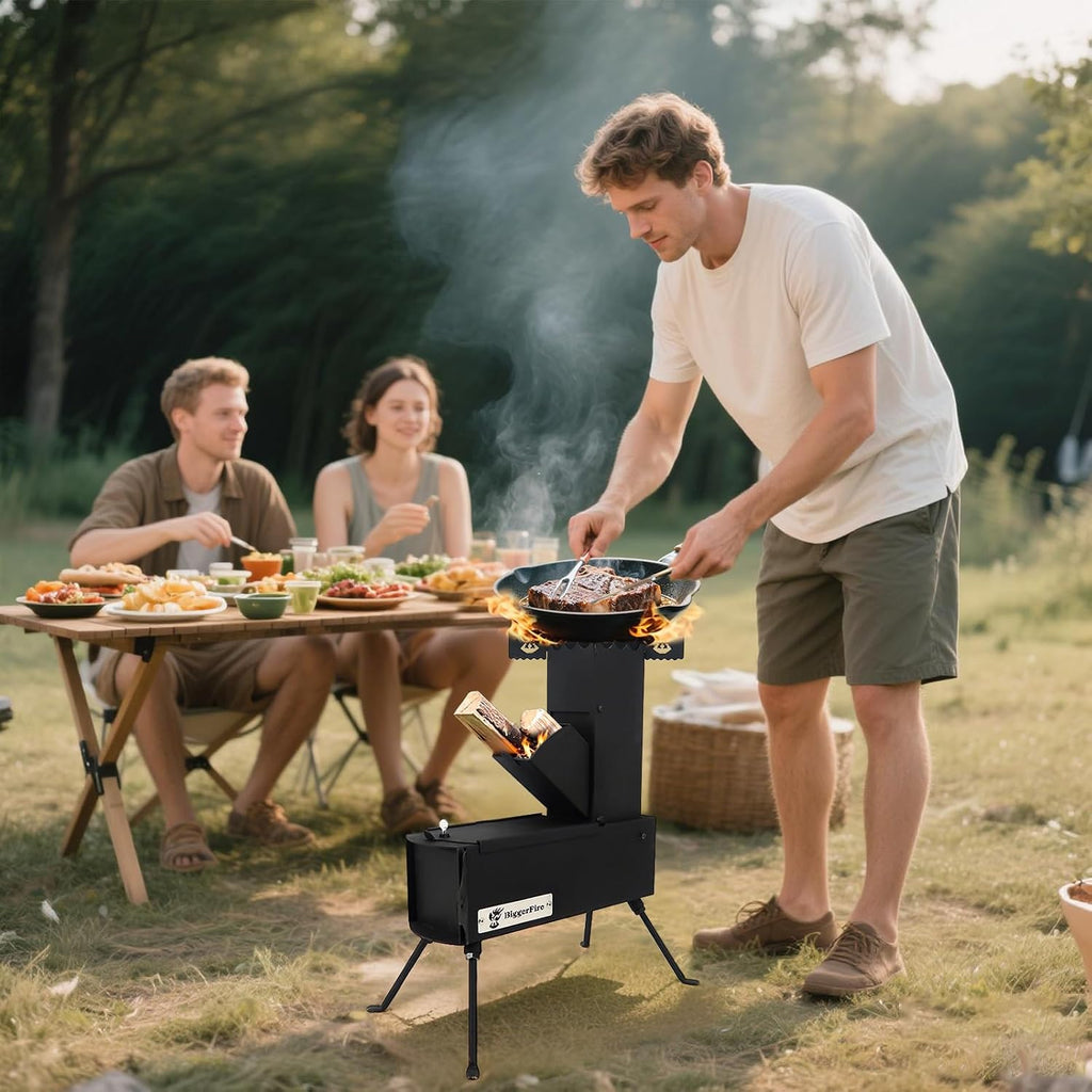 Rocket Stove Portable Folding Wood Burning Camping Stove for Outdoor Cooking, Picnic, BBQ, Hunting, Fishing, Cast