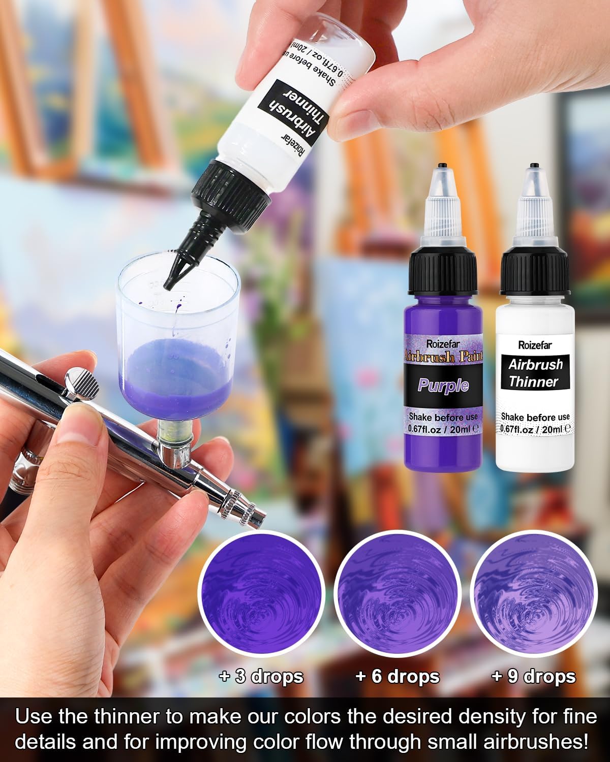 Airbrush Paint, 18 Colors with 2 Thinner for Models & Crafts | Water-Based, Ready to Spray, Acrylic Air Brush Paints