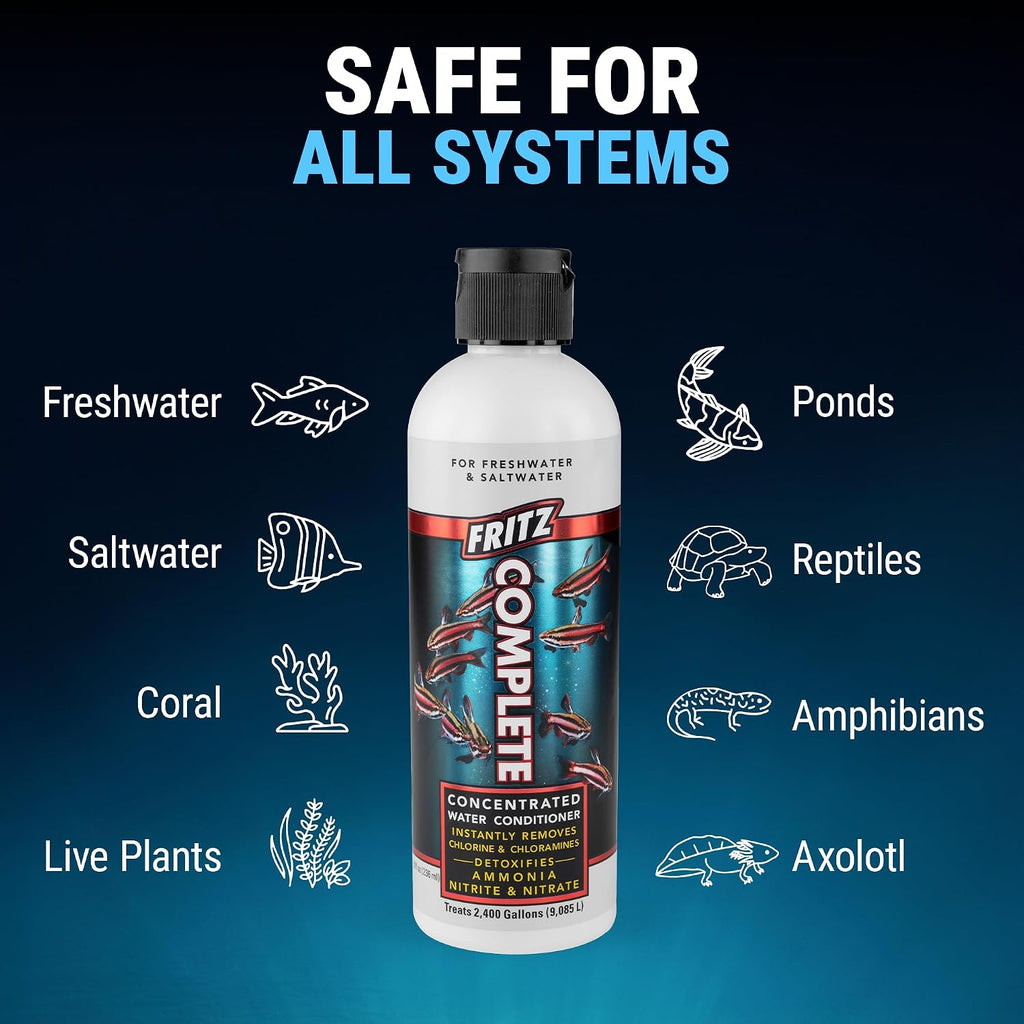 Fritz Complete – Concentrated Water Conditioner/Tap Water Dechlorinator, Instantly Detoxifies Chlorine, Chloramines