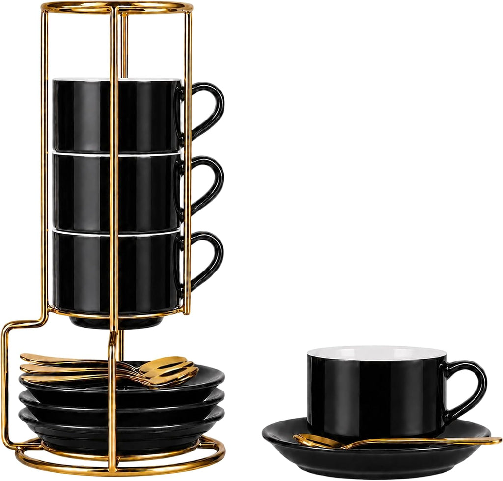 3 Ounce Espresso Cups Set of 4, Black