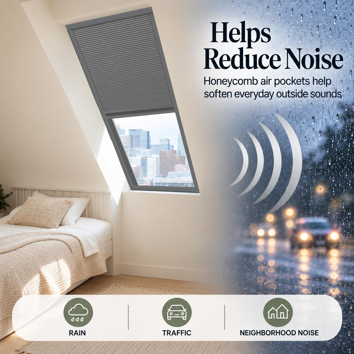 Custom Blackout Honeycomb Skylight Window Shade (Dark Grey 93021F)