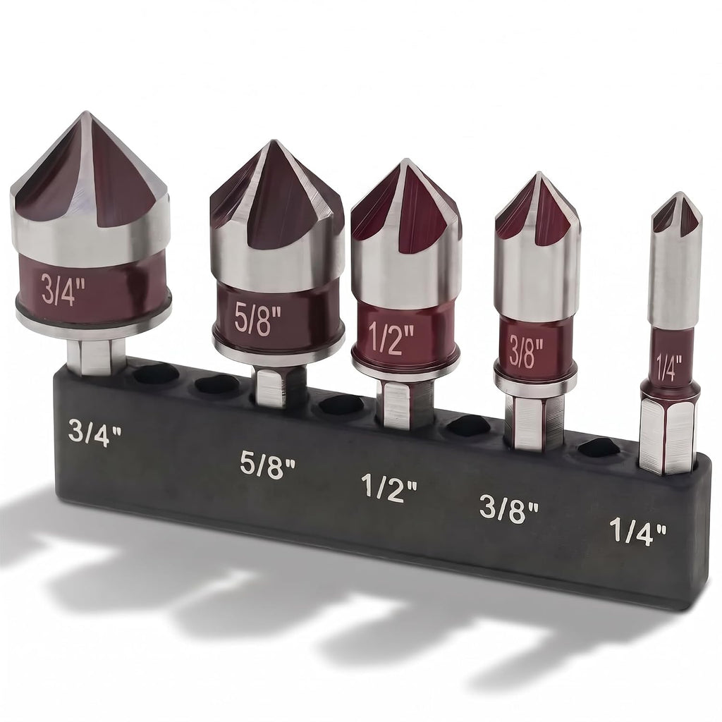 5PCS Countersink Drill Bit Set, Counter Sink Drill Bits