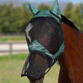 Pro Luminous Horse Full Face Fly Mask Large Eye Space Long Nose with Ears UV Protection for Horse Hunter Green L