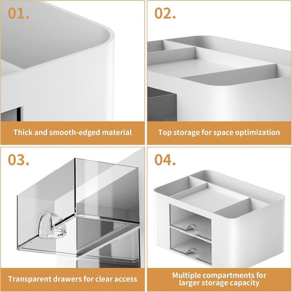 Pen Organizer with 2 Drawer, Multi-Functional Pencil Holder for Desk, Desk Organizers and Accessories with 5