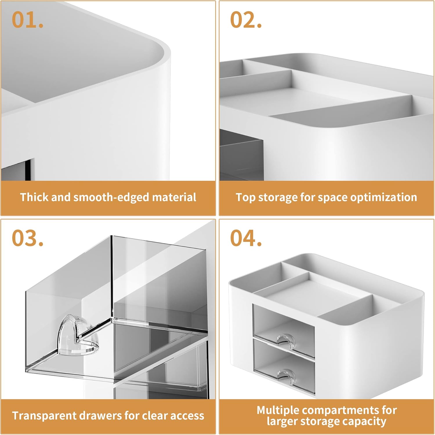 Pen Organizer with 2 Drawer, Multi-Functional Pencil Holder for Desk, Desk Organizers and Accessories with 5