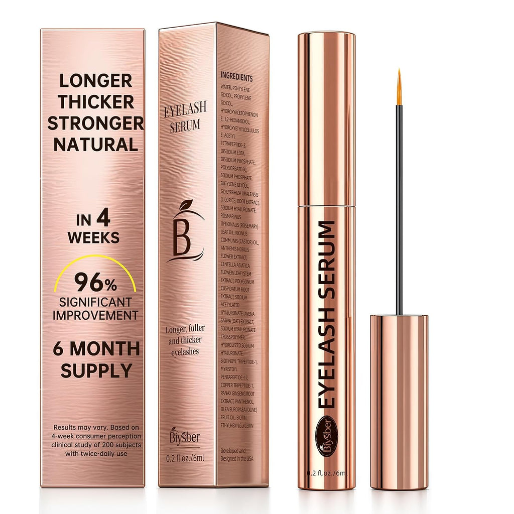 Eyelash Growth Serum with 3-Peptide Complex, Hyaluronic Acid & Botanical Extracts, Vegan Formula for Sensitive Eyes