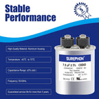 7.5 Mfd Capacitor 370V/440V Oval Run Start Capacitor for AC Motor Run or Fan Start and Cool or Heat Pump Air Conditioner