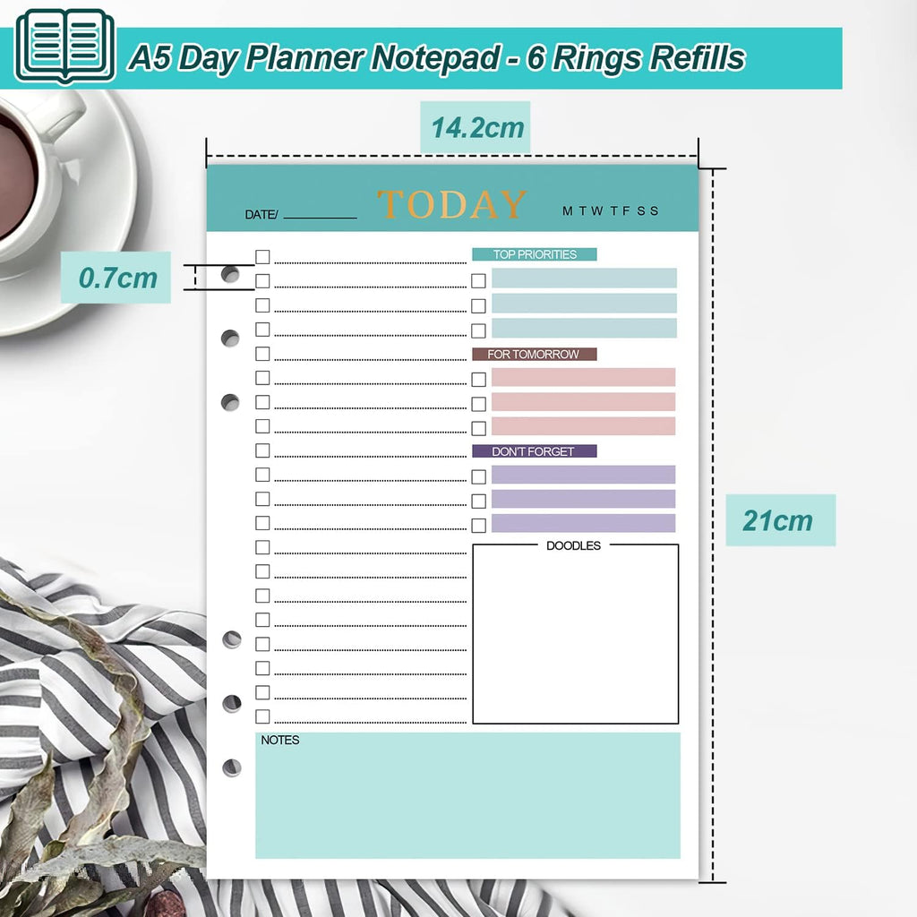 A5 Refill Paper Planner Inserts, 3 Pack 6 Holes Loose Leaf Refill Paper, 300 Pages Budget Planner Binder Inserts