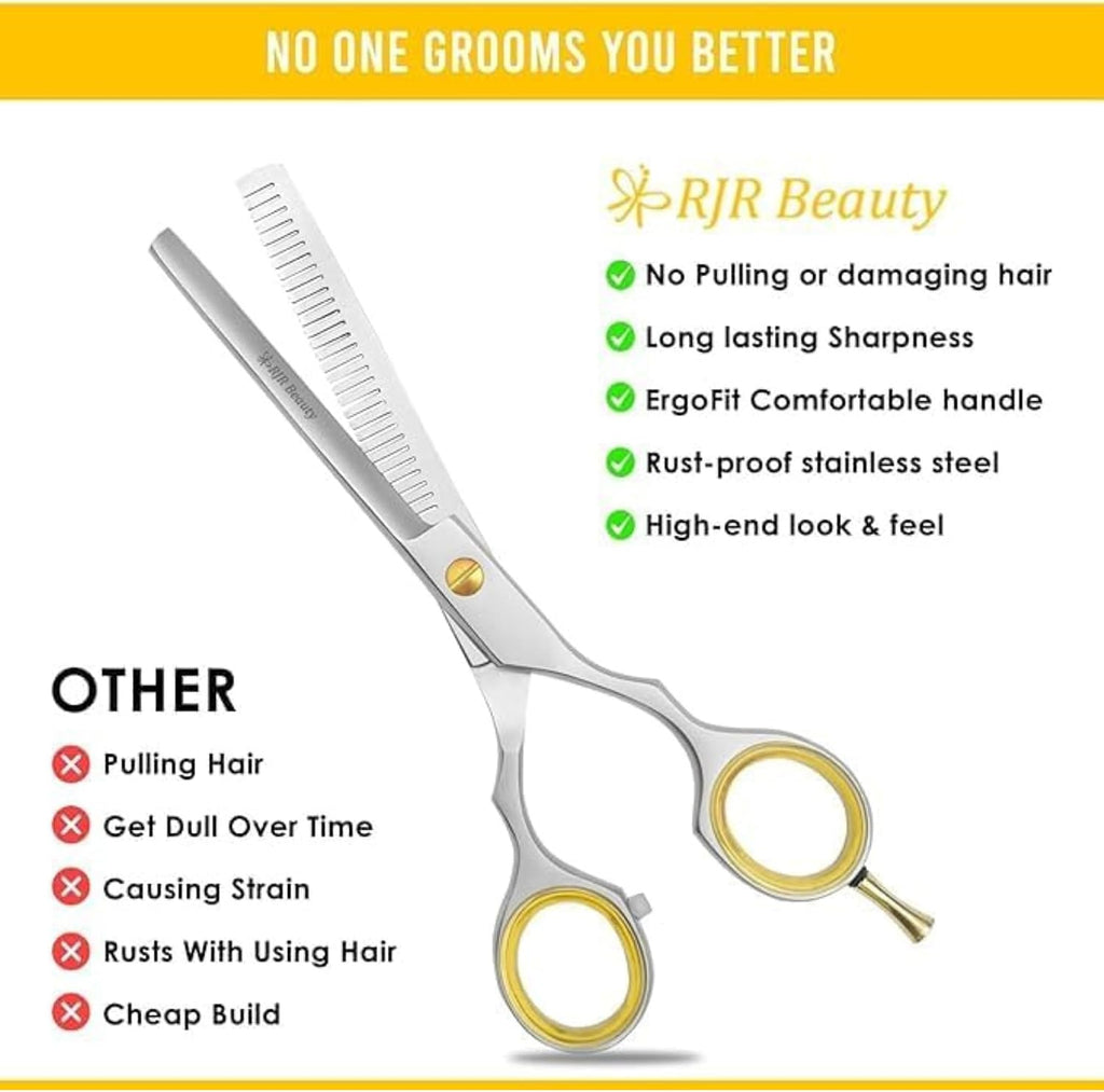 RJR Hair Thinning Scissors Set – Professional Thinning Shears with Comb & Safety Pouch, Japanese Stainless Steel