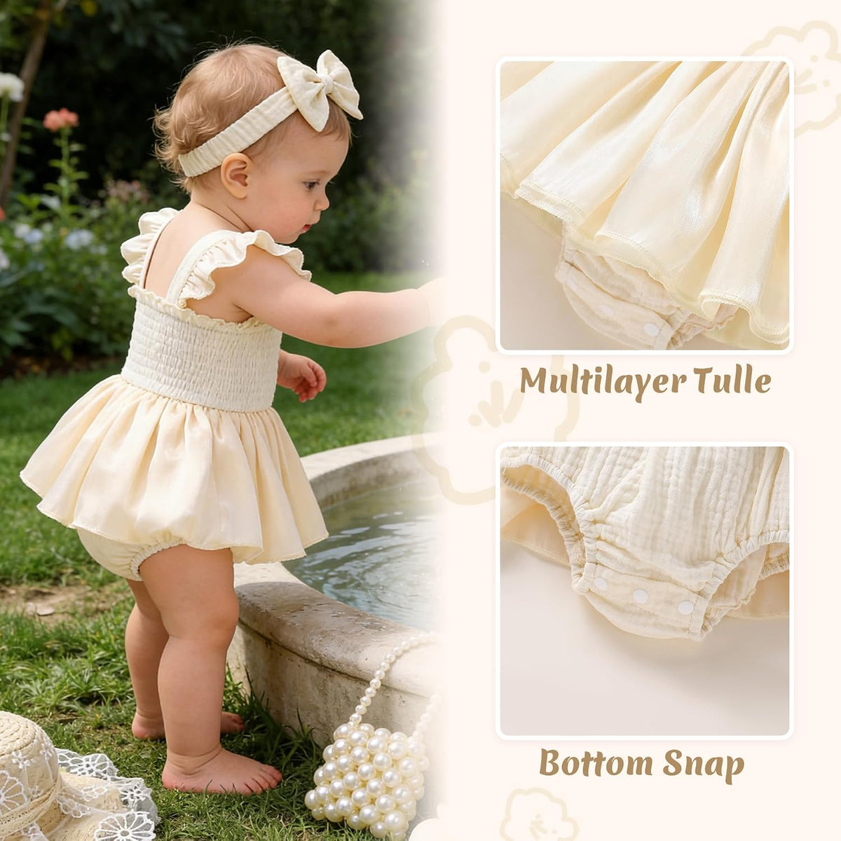 Baby Girl Tulle Romper Dress Infant Sleeveless Ruffle Bodysuit Tutu Skirt Toddler Summer Clothes with Headband