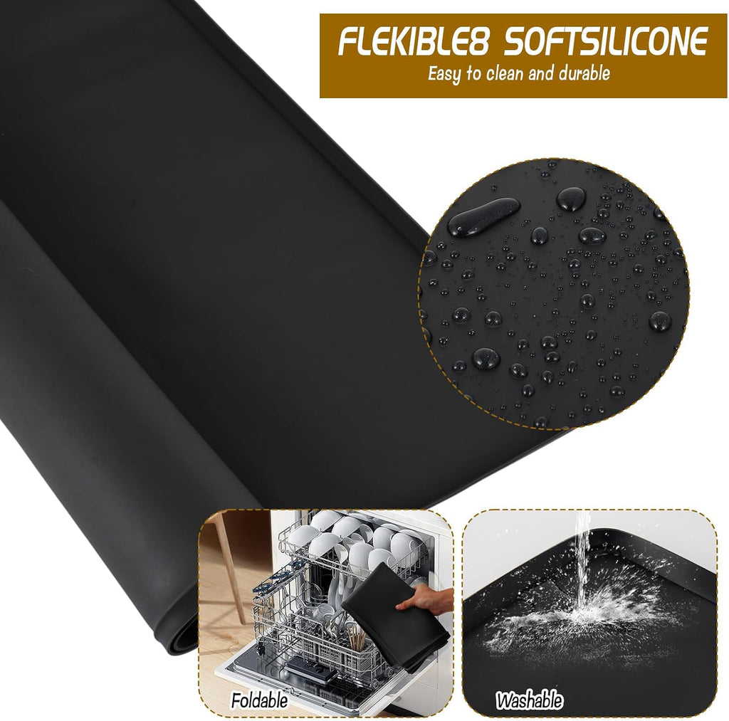 Snow Blower Mat, 34''x21.9'' Silicone Snowblower Drip Pan with Raised Edge for Garage, Electric Snow Shovel Mat