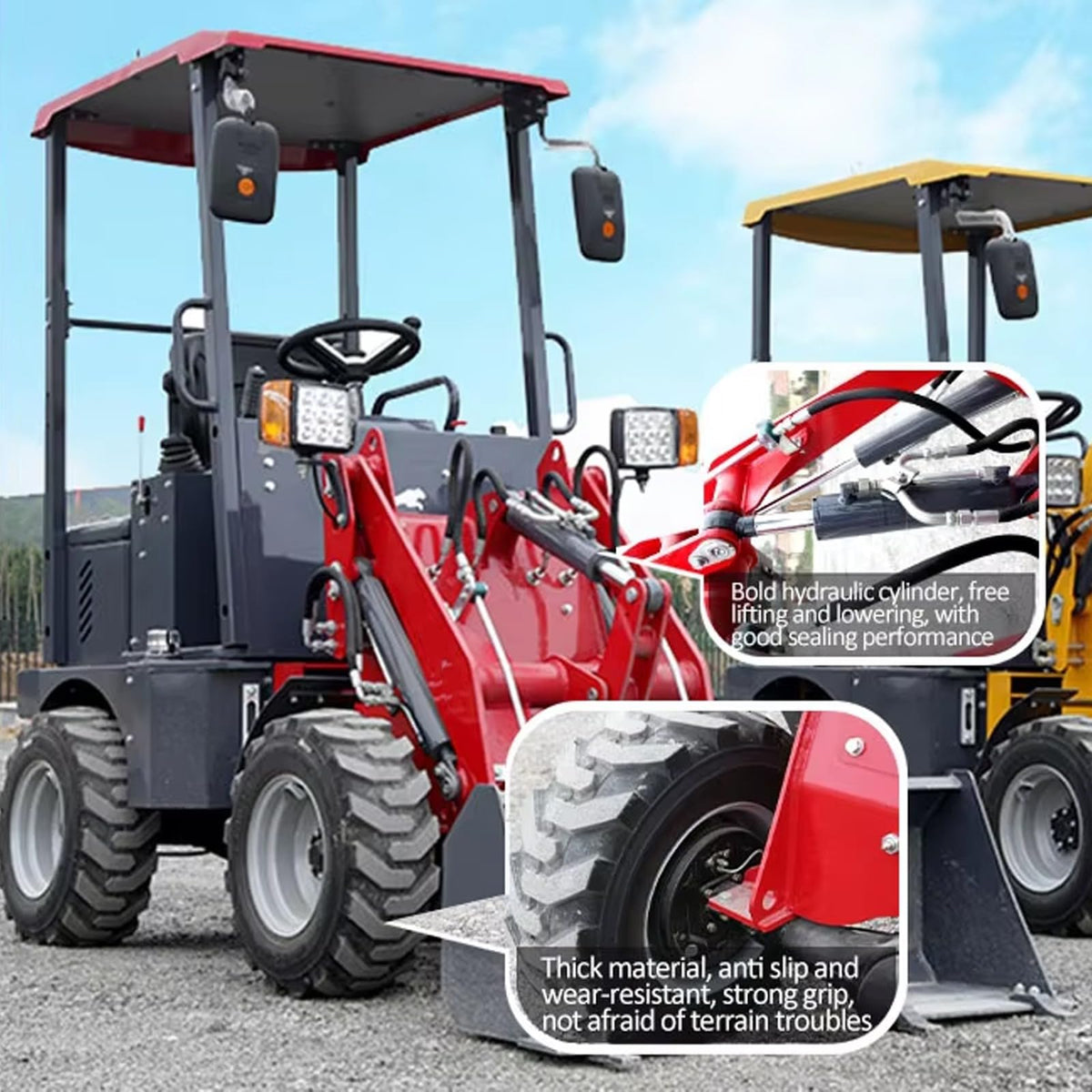 Full Electric Wheel Loader Machine Compact Electric Loader with Bucket, Battery Powered tractor Front End Loaders for