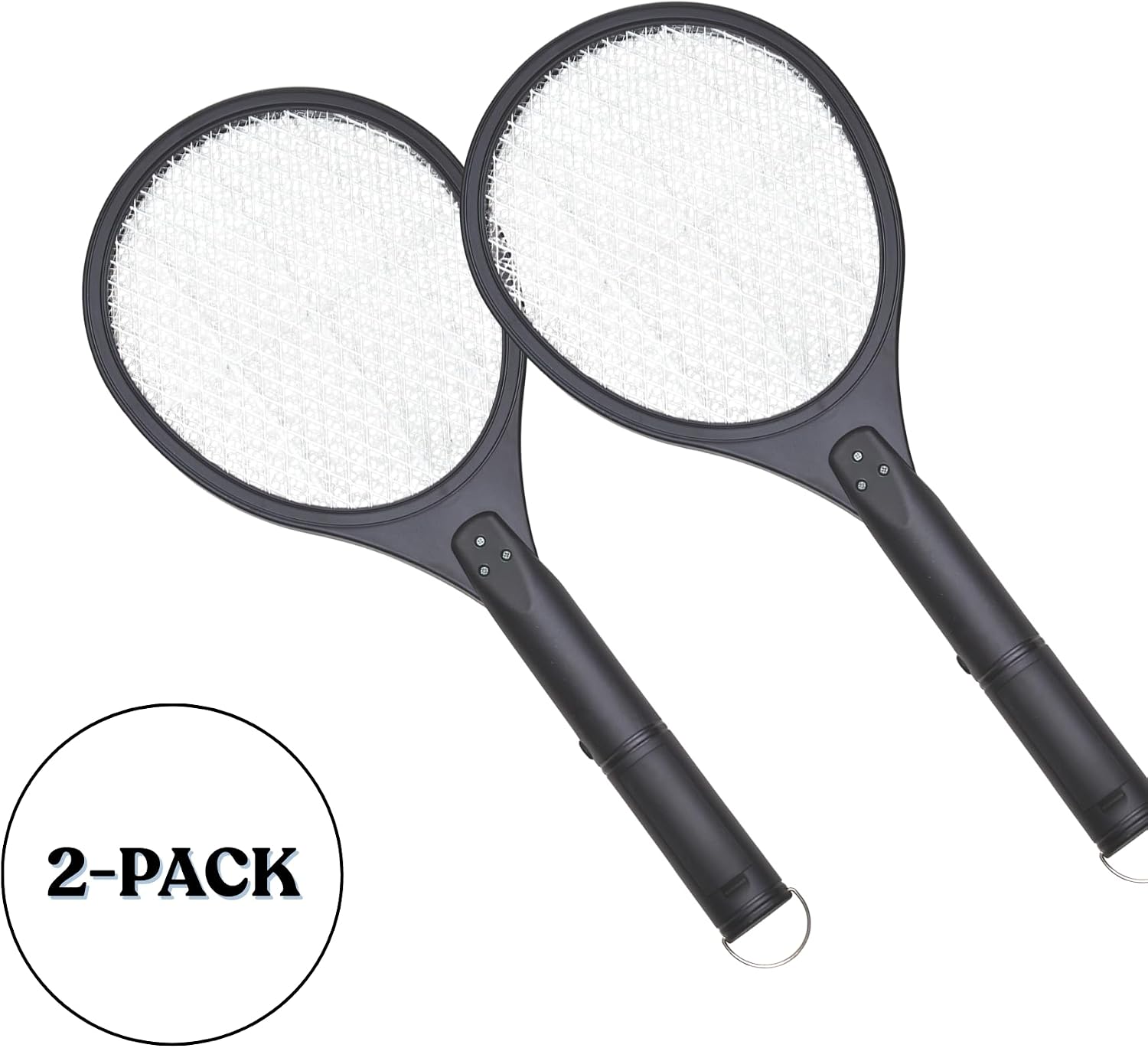2-Pack Electric Bug Zapper Rackets, Mosquito & Fly Swatter, Battery Operated (Black)