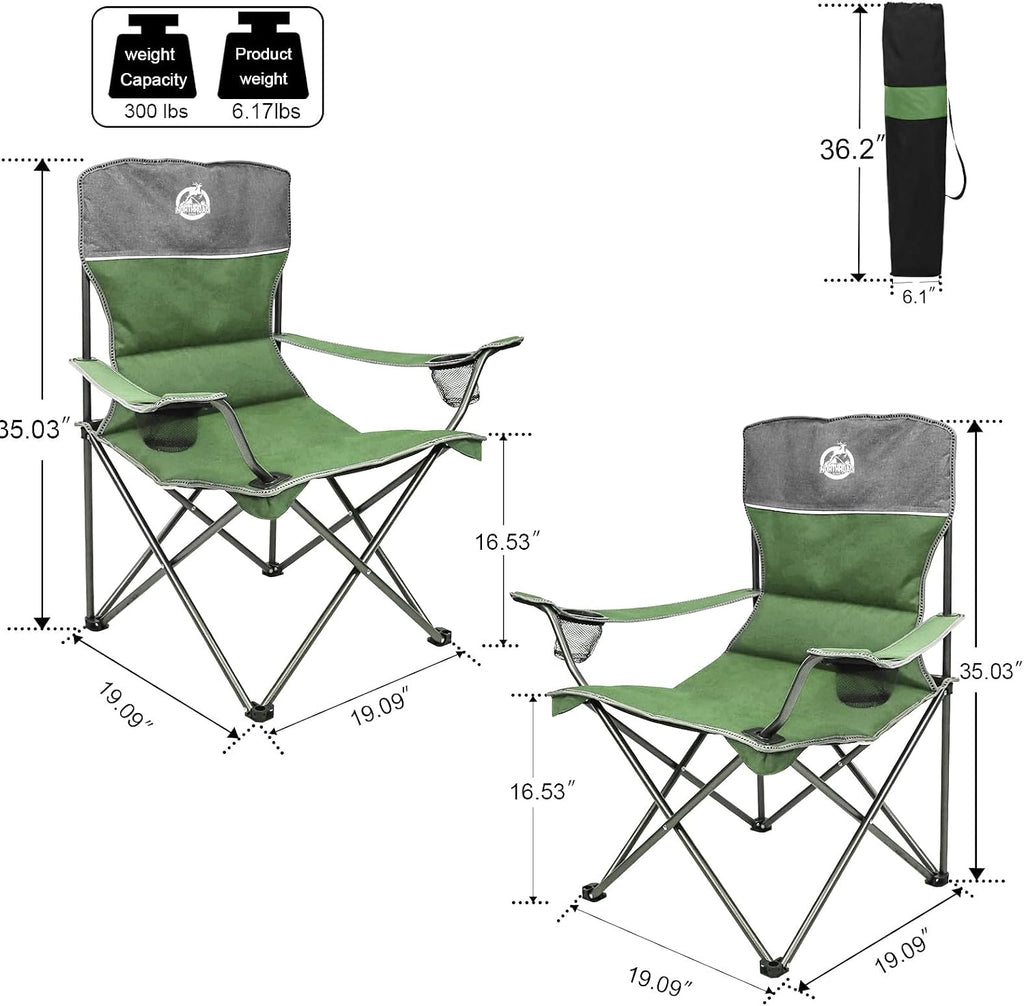 Folding Camping Chair Set of 4, Portable Collapsible Conversation Set w/1 Sofa, 2 Single Chairs, 1 Table for Family