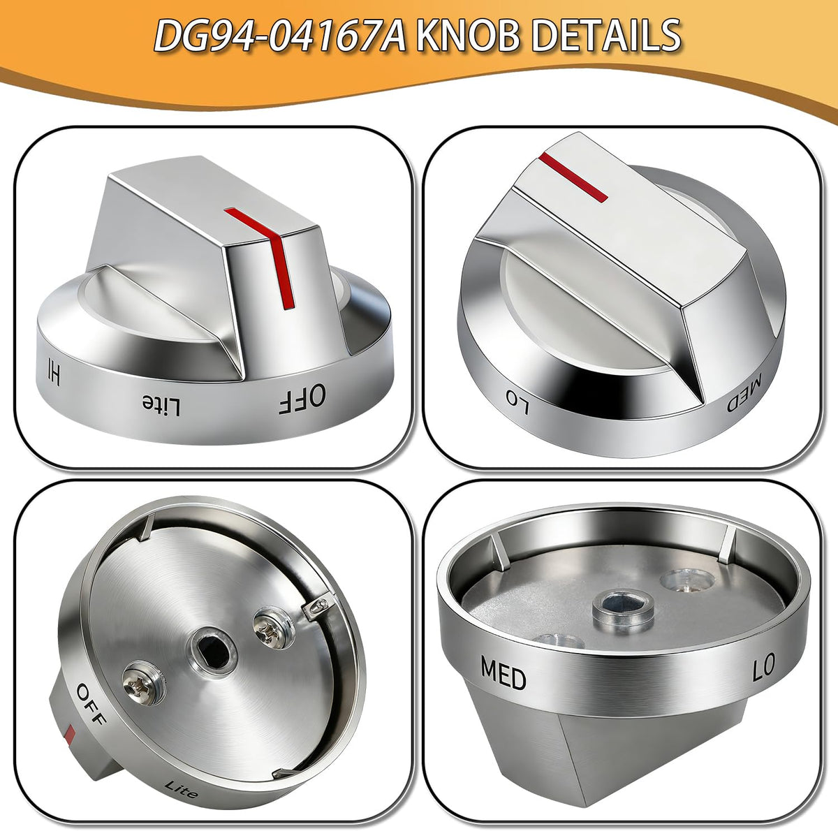 Upgraded DG94-04167A Fit for Samsung Stove Knob Replacement and DG94-03950A DG94-03955 Gas Stove Knobs Models NX60A6111SB/AA NX60A6315SS/AP etc for Samsung Gas Stove Electric Stove knobs