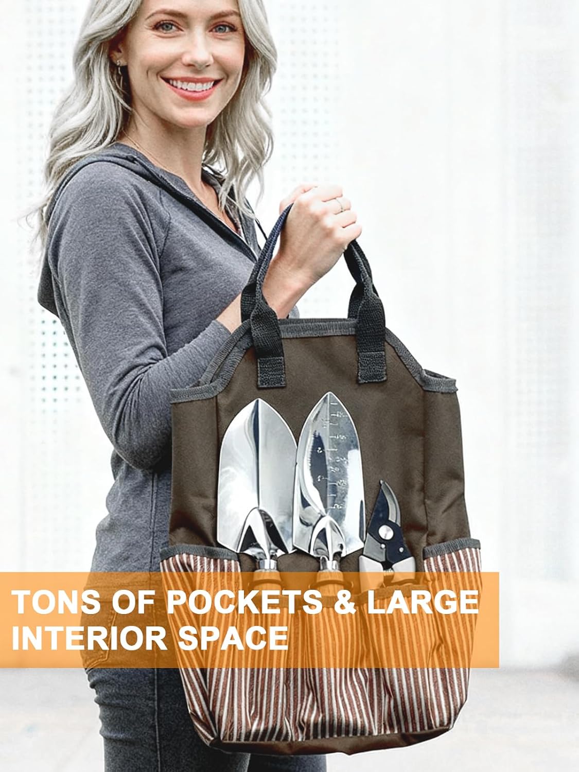 Garden Tools Set – 11-PCs Heavy Duty Gardening Kit, Stainless Steel Tools with Wooden Handles, Canvas Tote Bag