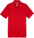 Boys' Short Sleeve Moisture Wicking Stretch Sport Polo Shirt (Kids Standard & Husky Sizes), Red, 18-20