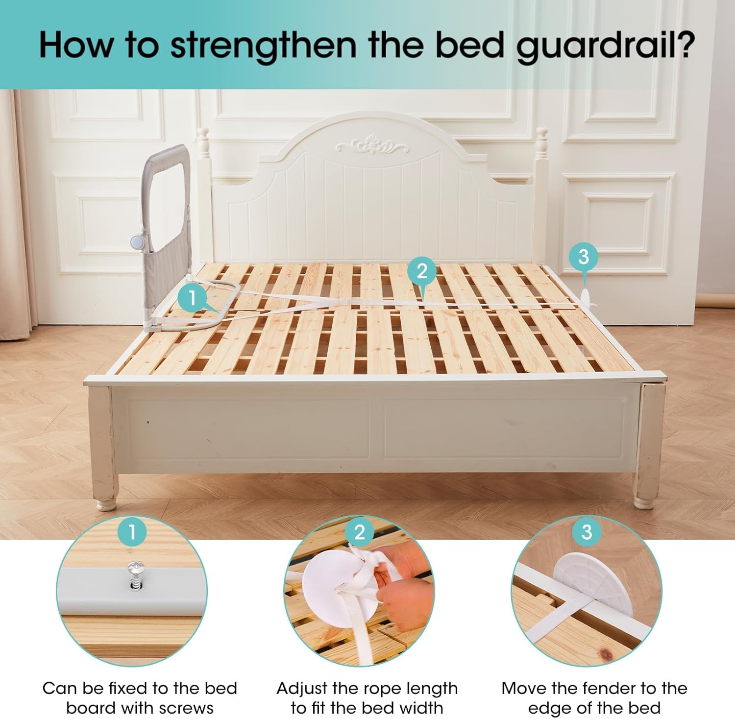 Baby Bed Rail Guard for Toddlers - 47" Toddler Bed Side Rails for Twin, Full, Queen Bunk Size Bed Swing Down Bedrail