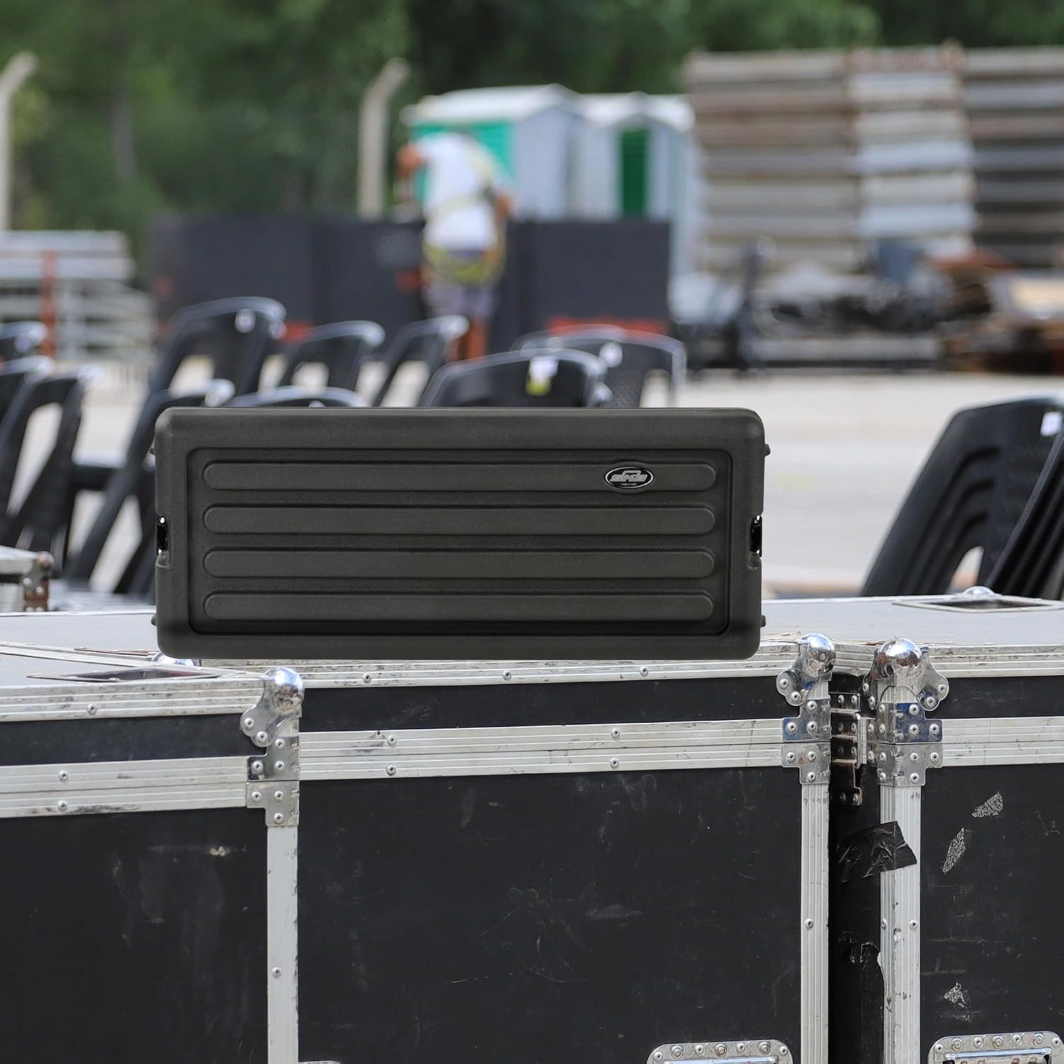 4U Shallow Roto Rack Case - Durable Polyethylene Gear Protector, Stackable, Waterproof with Twist Latches & Rubber