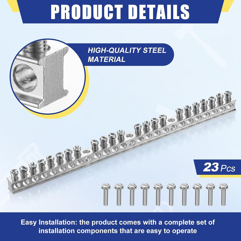 Relaxweex 2 Set Ground Bar Kit, 23 Terminal Positions for Electrical Panel