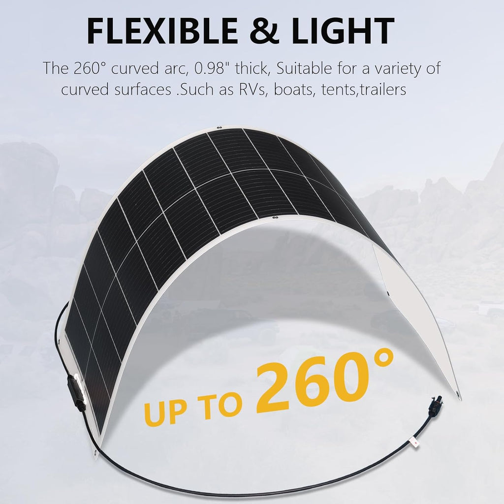 Flexible Solar Panel 200W 12V Solar System kit for RV Boat Van | High efficiency Monocrystalline