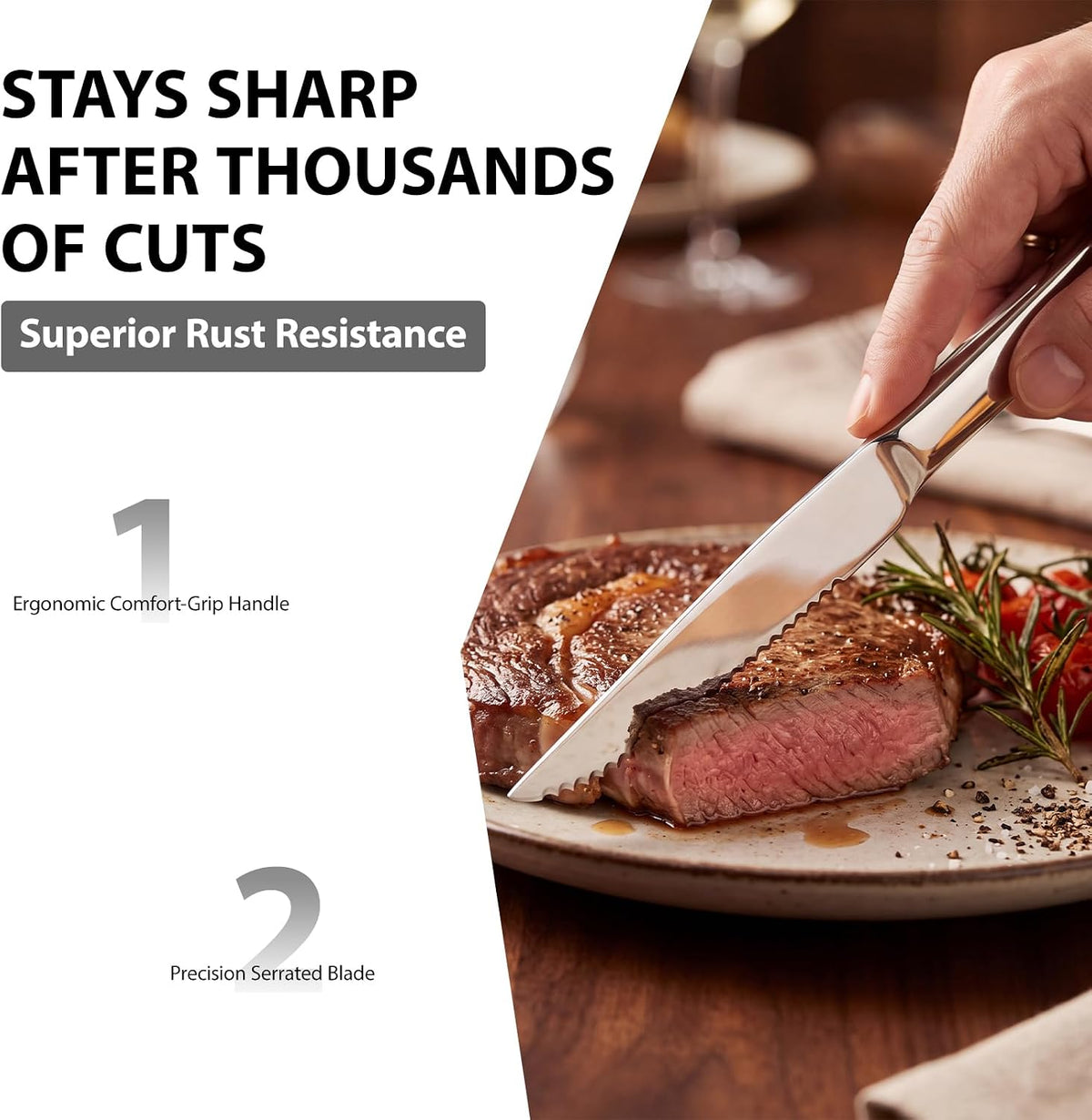 Serrated Steak Knives Set of 24, Kitchen Stainless Steel Steak Knife