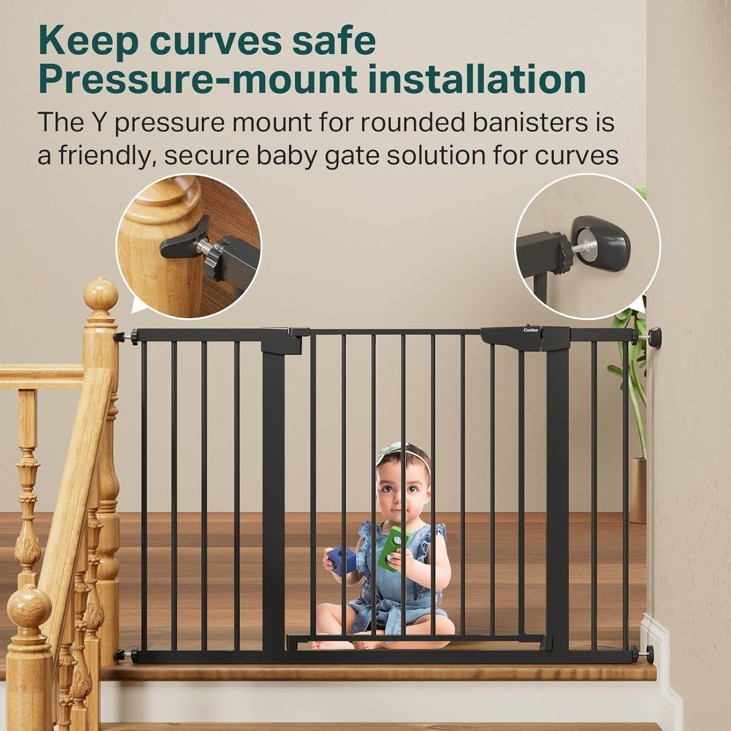 29.7-48" Baby Gate for Stairs, Mom's Choice Awards Winner-Dog Gate for Doorways, Auto Close Safety Pet Gate for Dogs