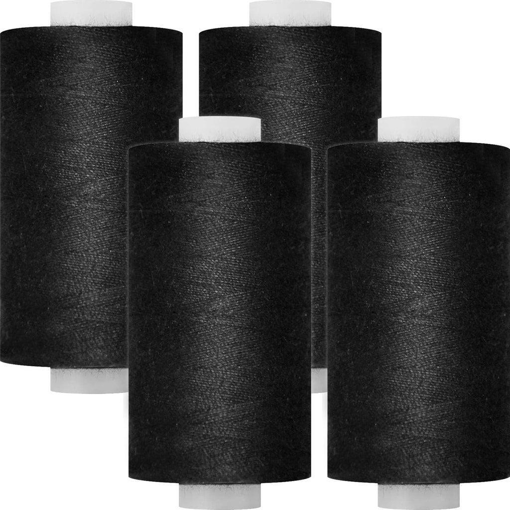 All Purpose Sewing Thread-4 Spools of Hand Polyester Sewing Thread for Hand and Machine Sewing(Black)