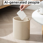 Small Bathroom Trash Can, Beige & Thick Lines, 1.6 Gallon