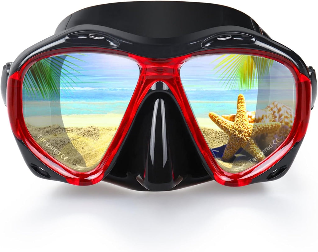 Snorkel Diving Mask Panoramic HD Swim Mask, Anti-Fog Scuba Diving Goggles,Tempered Glass Dive Mask Adult Youth Swim