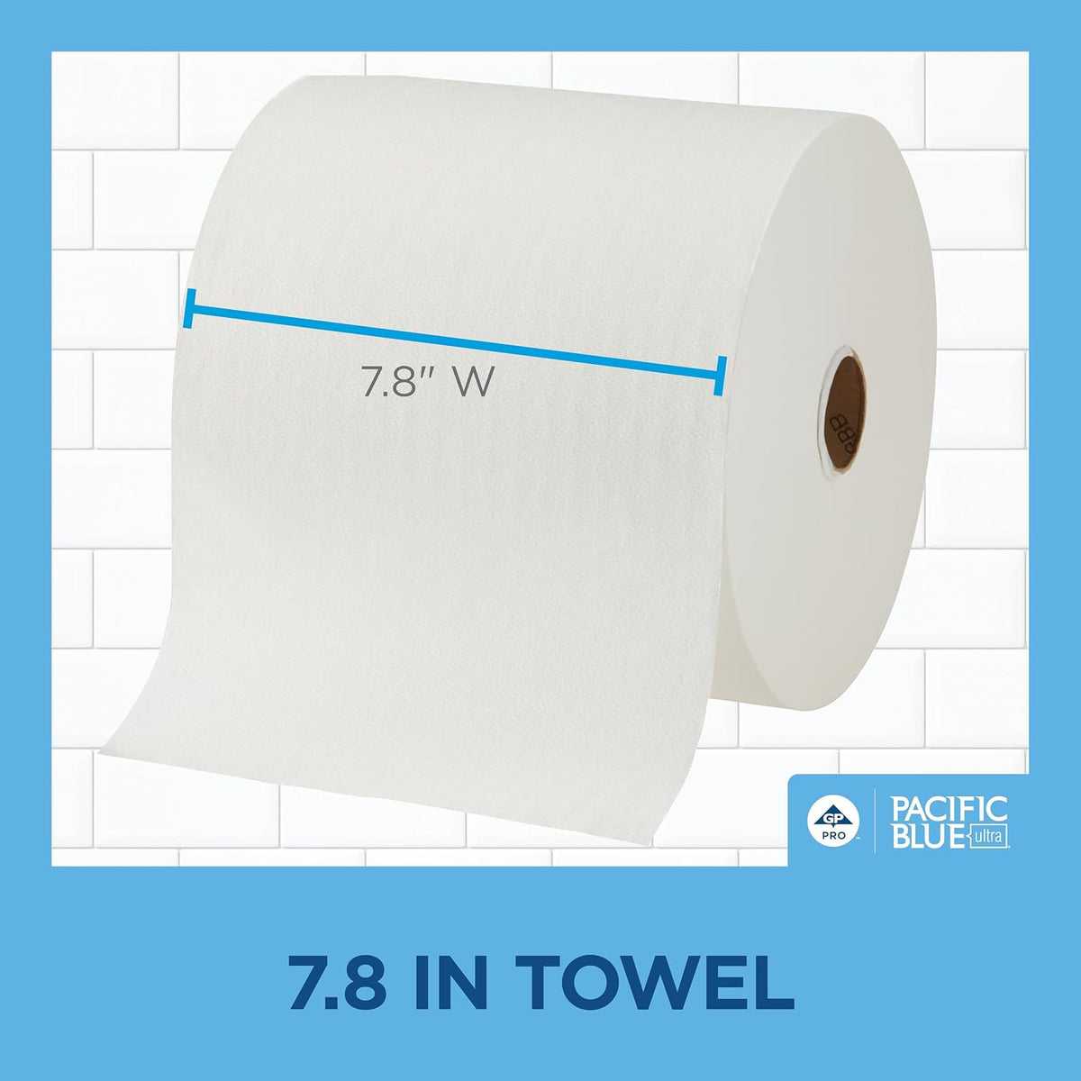 Pacific Blue Ultra 8'' High-Capacity Paper Towel Rolls, White, 26491, 1,150 Linear Feet Per Roll, 3 Rolls Per Case