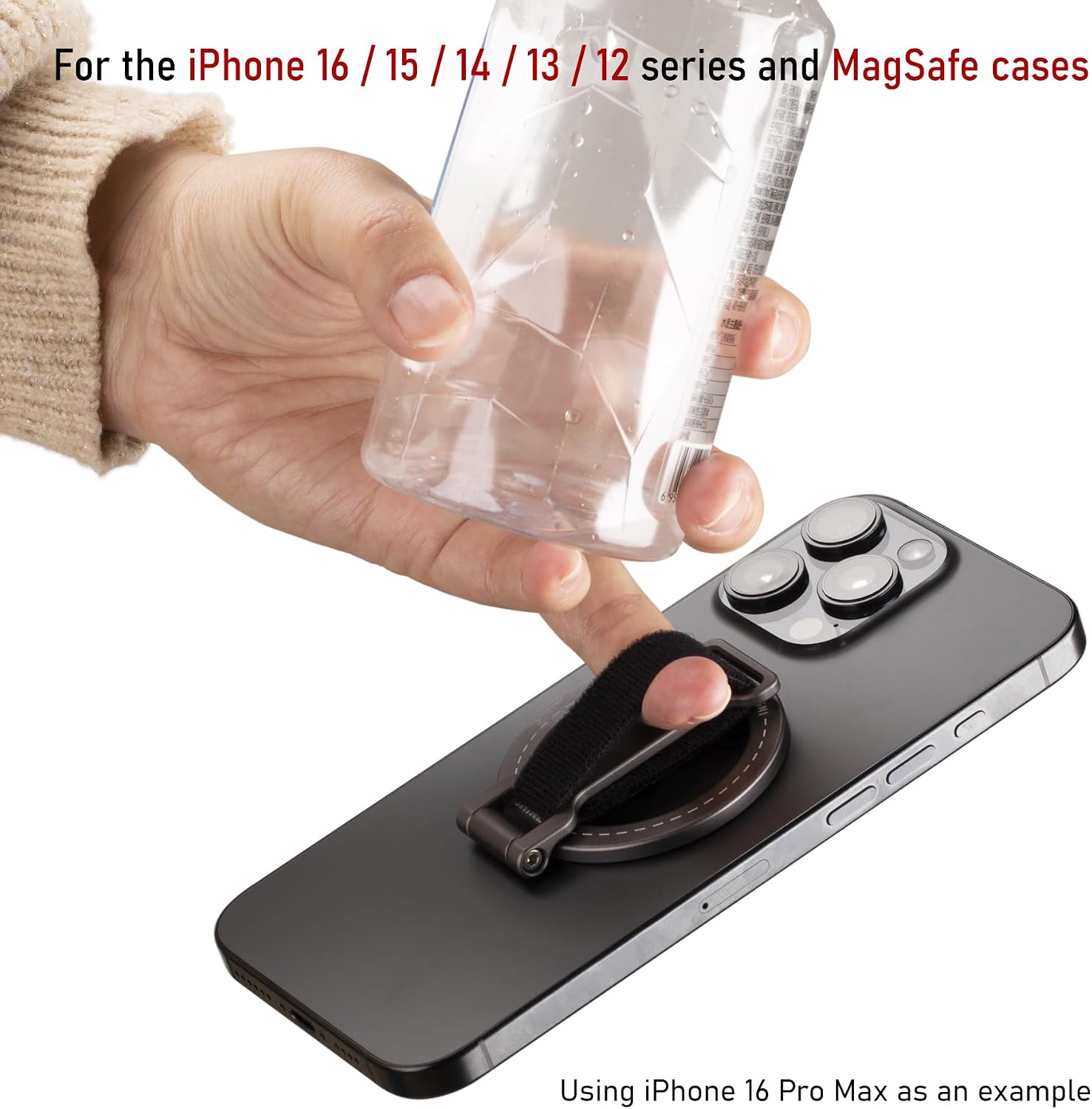 for Magsafe Phone Grip Kickstand – Adjustable Snap Grip Strap | 20 N52 Strong Magnets for iPhone 12/13/14/15/16/17