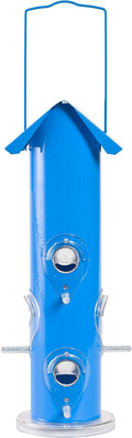 Blue Metal Tube Wild Bird Feeder - 1 lb Capacity for Wild Bird Seed - Durable Construction - 391