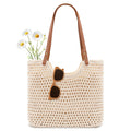 Crochet Beach Bag Summer Purse Boho Small Tote for Women, Beige