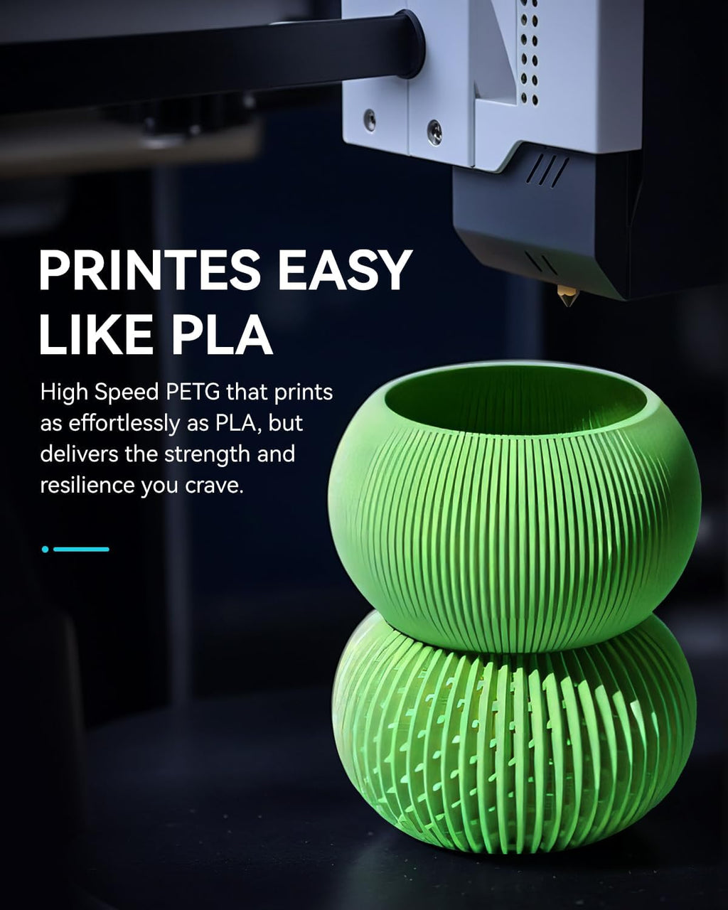 High Speed PETG 3D Printer Filament 1.75mm, 1kg Spool, Black | 30mm/s - 600mm/s Print Range, High Flow Speedy, Rapid