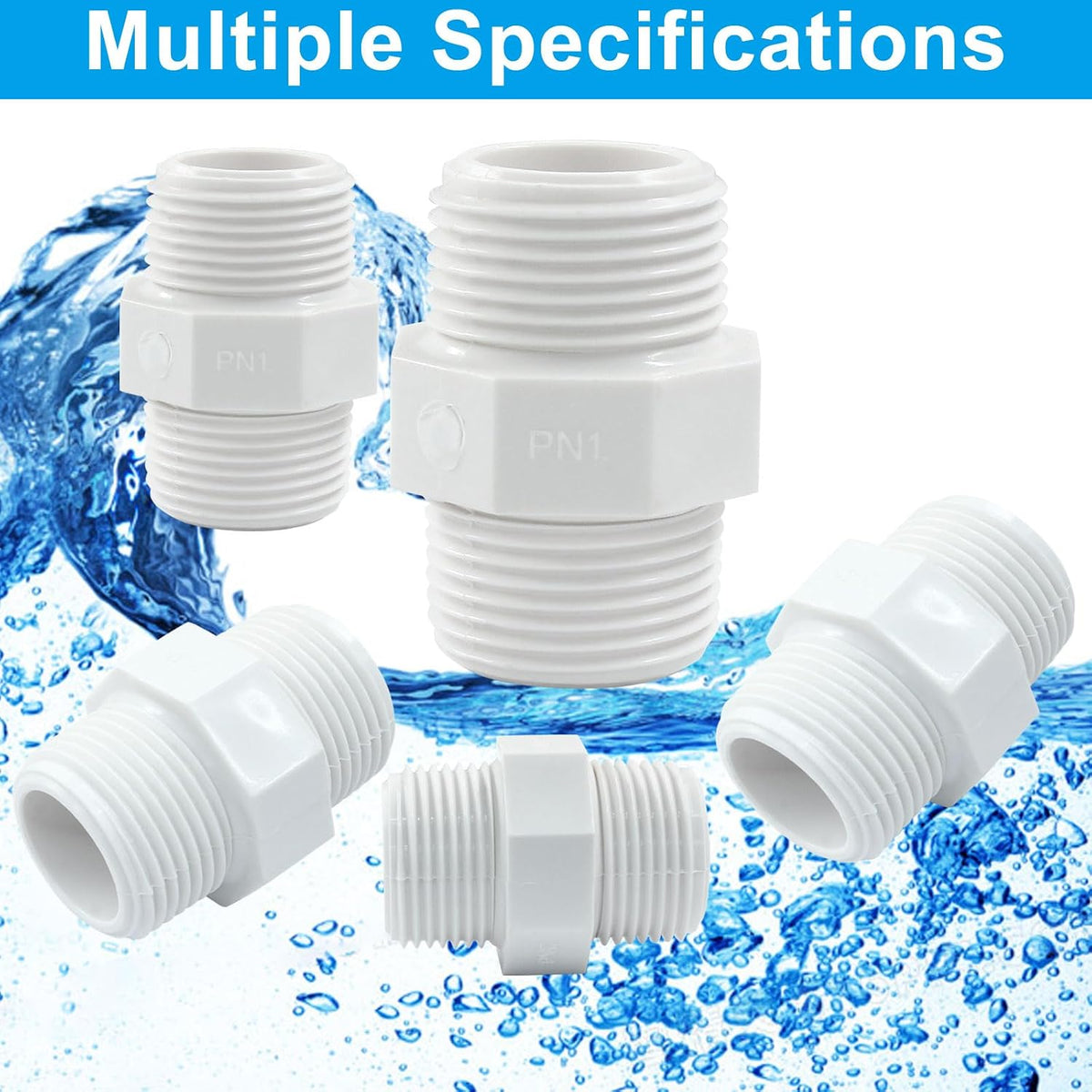 3/4 Inch PVC Nipple Coupling Adapter, 10Pcs