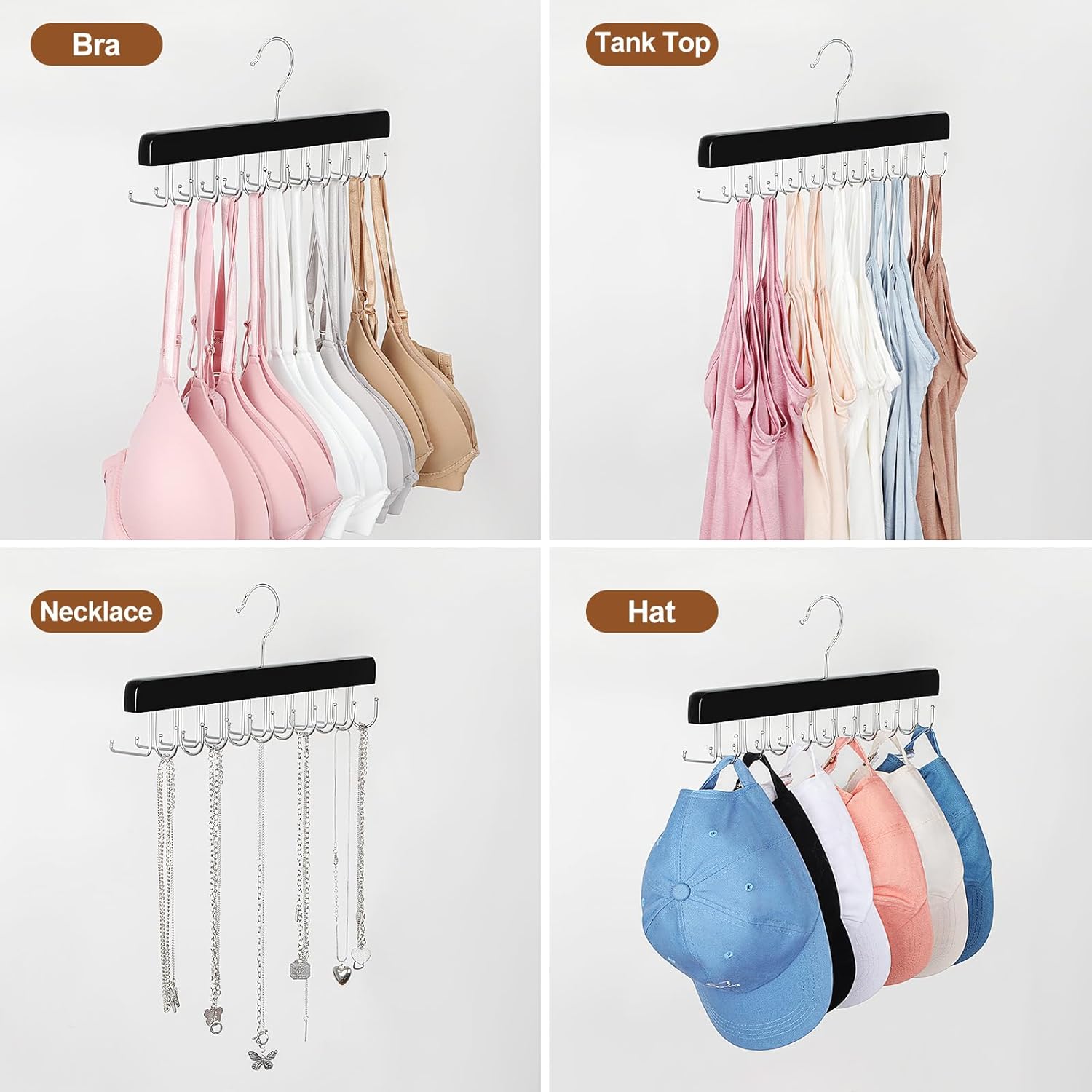 20 Hooks 2 in 1 Belt Tie Hanger for Closet Max 30 Belts with 30 Ties Capacity, Belt Tie Racks Wooden Hanger for