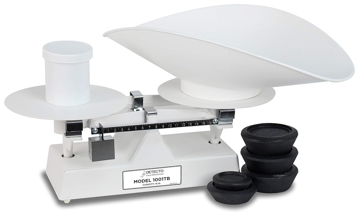 1001TB Mechanical Baker's Dough Scale, 16 lb x 1/4 oz Capacity, White Baked Enamel Finish, Includes Scoop and Weight Set