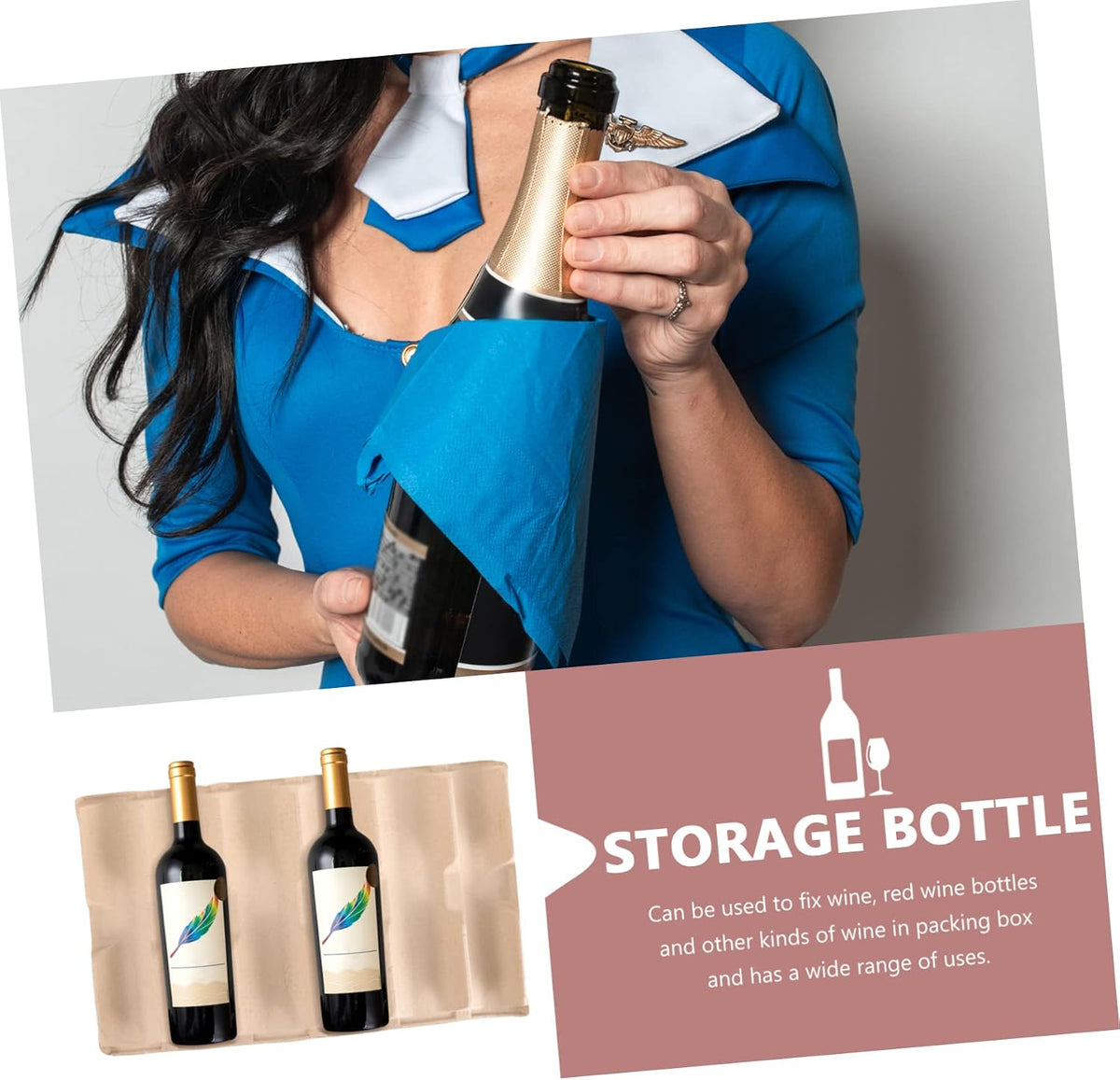 Wine Bottle Xmas 6pcs Shipping Tray Holder Paper Pulp