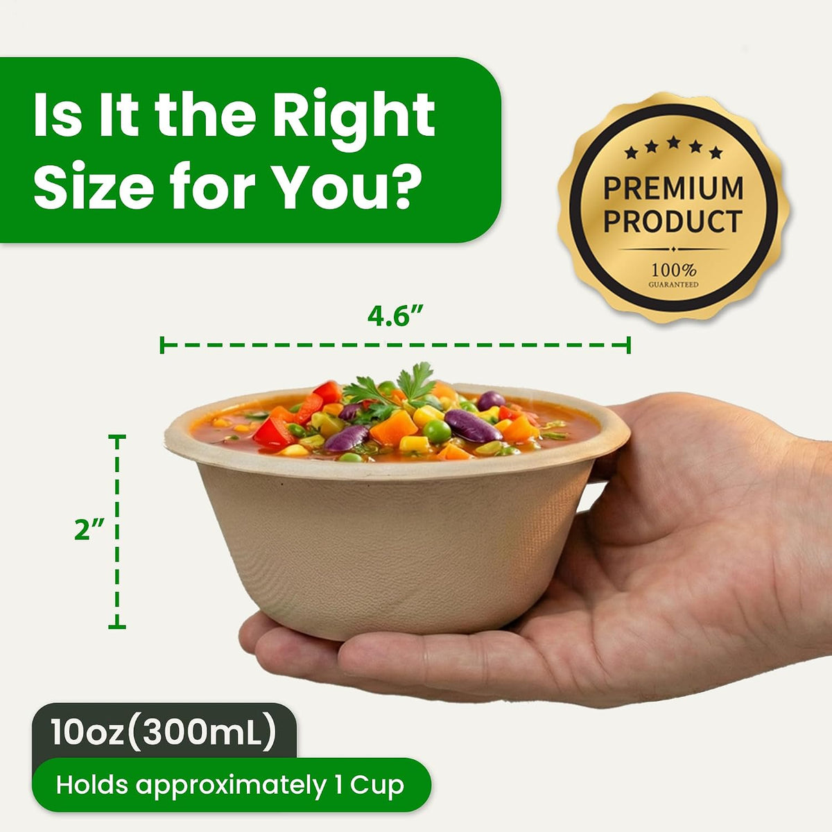 10 oz Bamboo Disposable Soup Bowls, 100 Pack, Heavy Duty