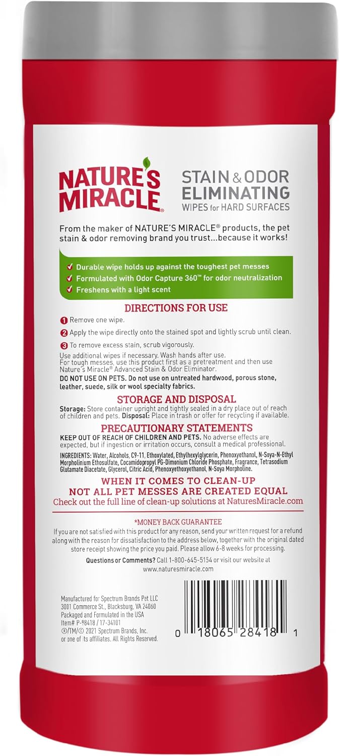 Advanced Pet Stain & Odor Eliminating Wipes, 30 Count
